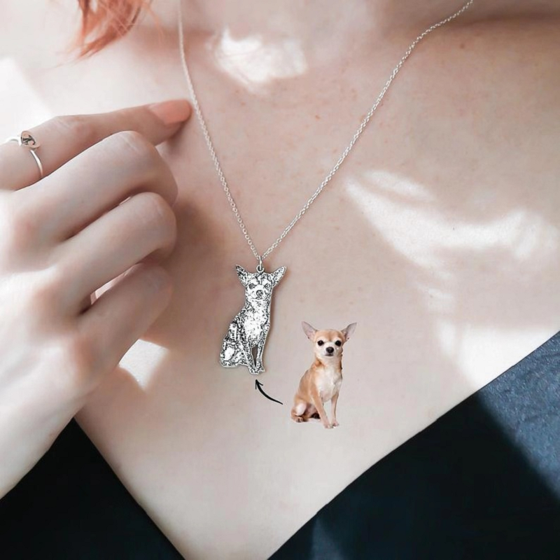 Personalisierte Portrait Halskette/925 Sterling Silber